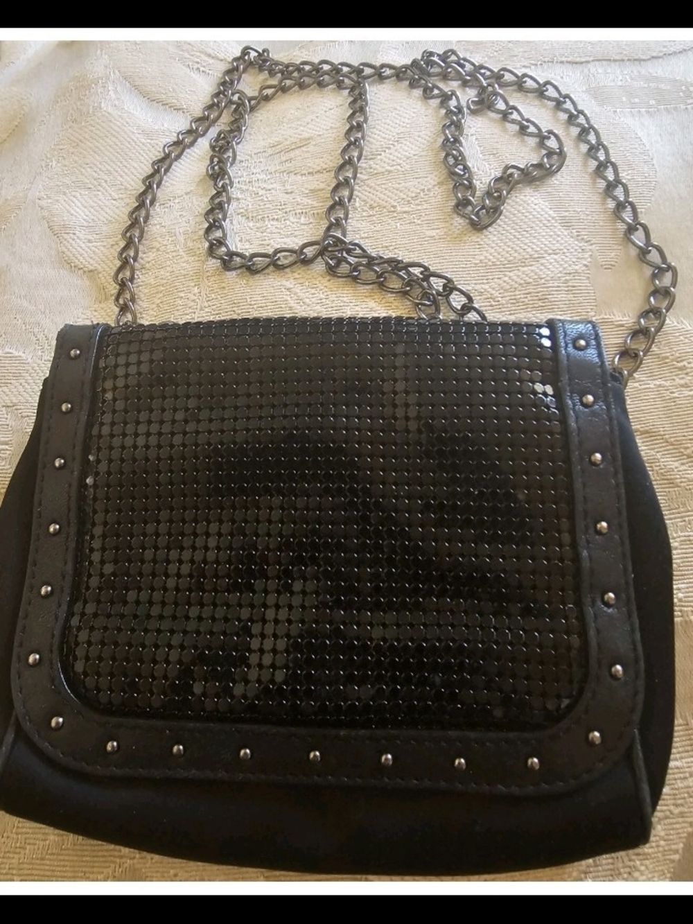 Michael Kors Mini~ Black Mesh Studded- Chain Crossbody Bag ♡